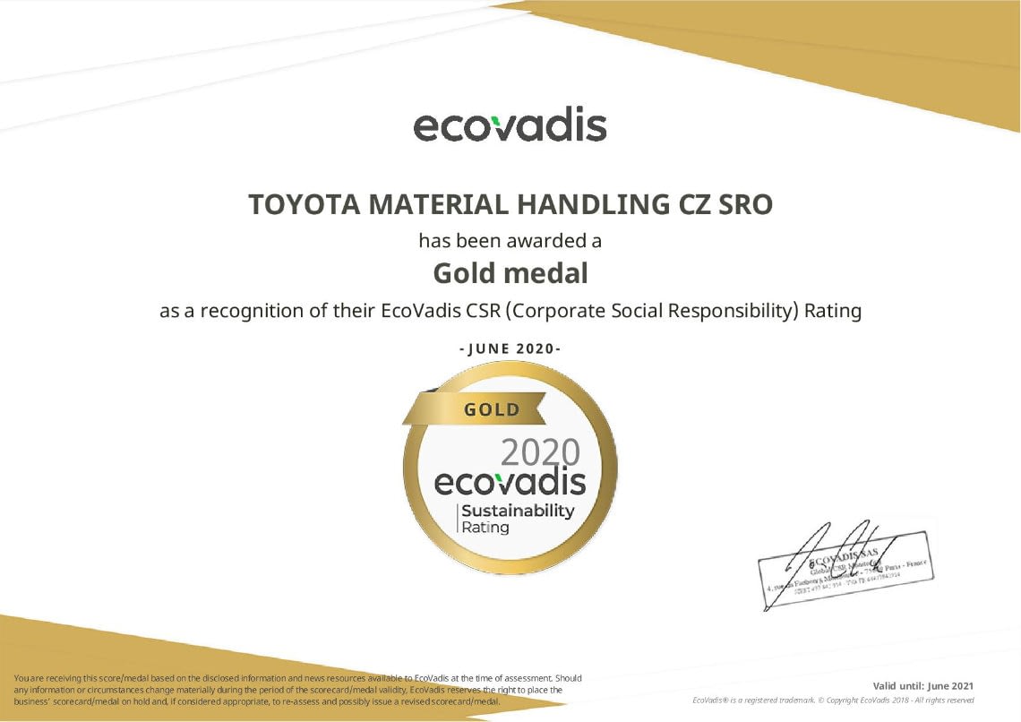 Certifikát Ecovadis